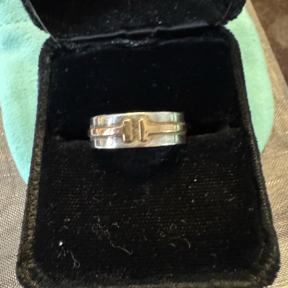 Tiffany & Co. Silver and Gold T Ring